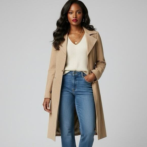 Vintage Bebe Coat Women's Size Small Tan Genuine Suede Leather Y2K Overcoat - Picture 1 of 9